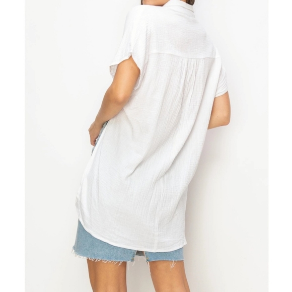 #372 SALE 🛑M TIE-FRONT Double Gauze Shirt Top - Picture 13 of 16